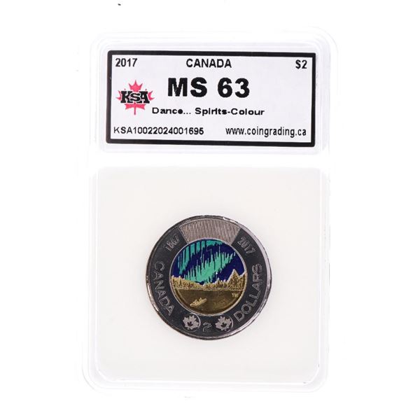 Canada 2017 Two Dollar Coin Dance Spirits Glows in The Dark MS 63 KSA