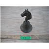 Image 1 : vintage brass bell with horse - looks like original clapper, 7"H