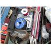 Image 3 : assorted tools and hardware - belt sander sandpaper, socket organizers, electric valves, grinding wh