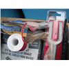 Image 4 : assorted tools and hardware - belt sander sandpaper, socket organizers, electric valves, grinding wh