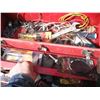 Image 3 : toolbox of assorted hardware, chemical glvoes, air hose, harrow teeth, heat lamp, sprinklers, etc.
