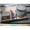Image 1 : Iroka knife made in Germany, Tucketts Orinoco tobacco tin and Troyco ointment tin