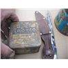 Image 4 : Iroka knife made in Germany, Tucketts Orinoco tobacco tin and Troyco ointment tin