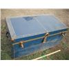 Image 2 : vintage metal trunk with tray (40"x21"x20"H) with rope and unknown brackets