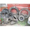 Image 1 : mixed lot of tire tubes, utility tires, and motorbike tire (4.00-18)