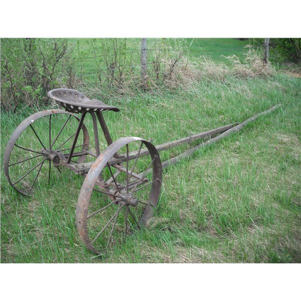 horse-drawn harrow cart with pole - 27" steel wheels