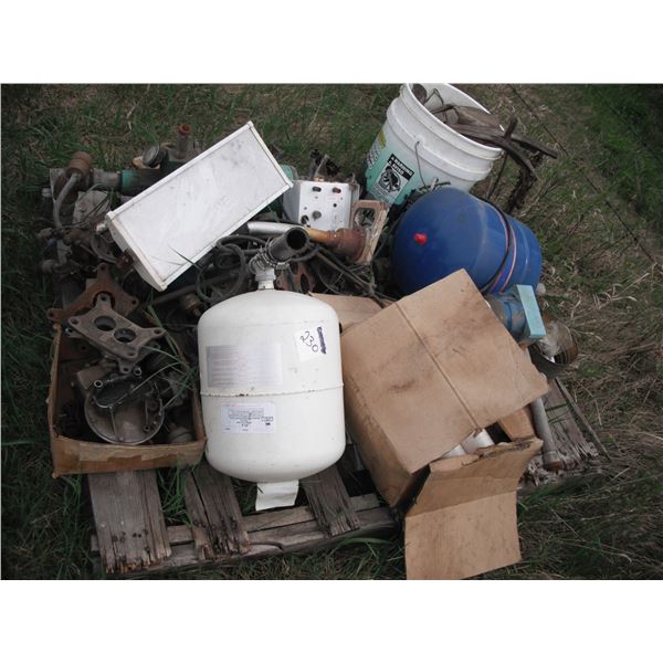 pallet lot - pressure pumps, pressure tanks, carburators, water filters, etc.