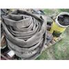 Image 1 : pallet lot - dugout float pump with 3" hose (hose rough), endless belt, assorted parts, etc.