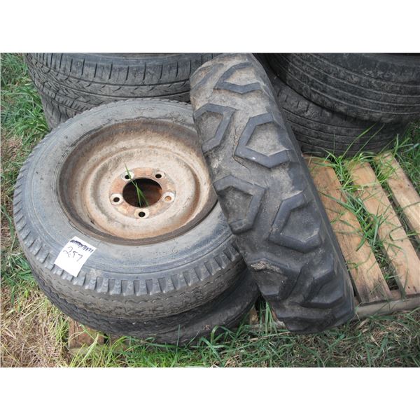 3x 5.3-12 tires with rims and 5.90-15 Goodyear tire