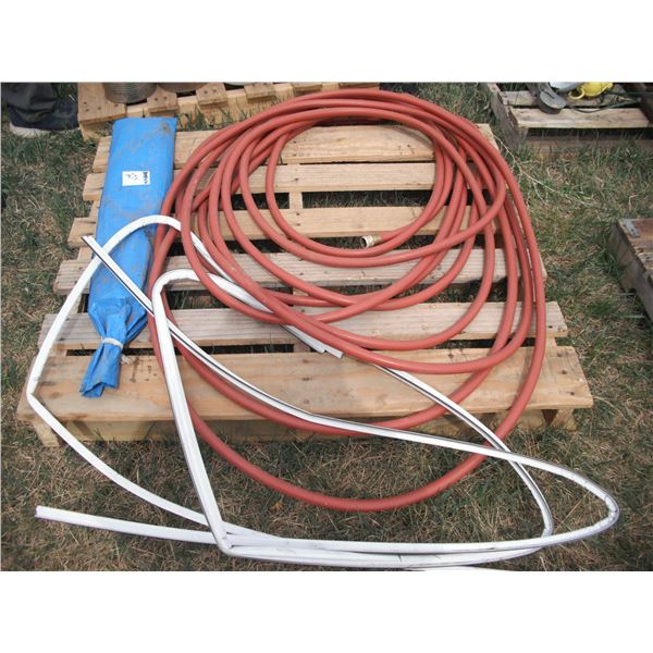 pallet lot - tent pegs, rubber garden hose