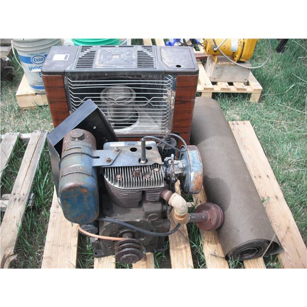 Pallet lot - Kohler 12HP parts motor (spins, not tight), Aladdin kerosene heater and roll paper for 