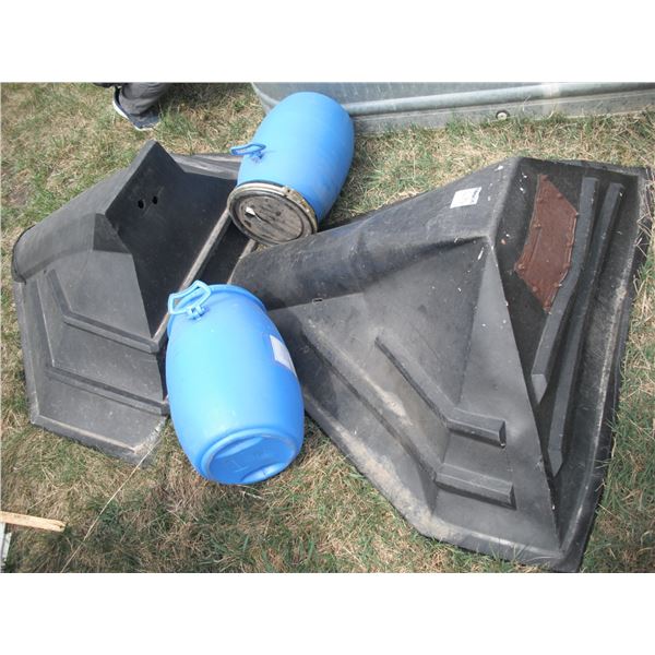 2 grain hoppers and 2 plastic storage containers