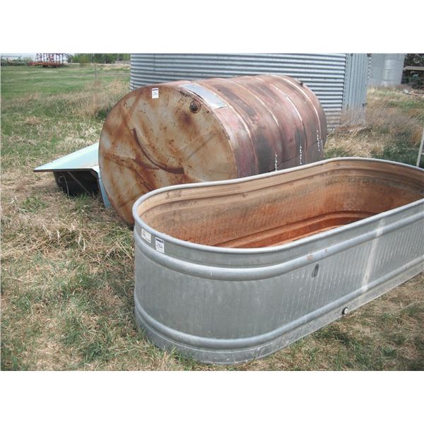 large galvanized trough (won't hold water), custom smoker 86"x48", and steel bath tub 31"x60"