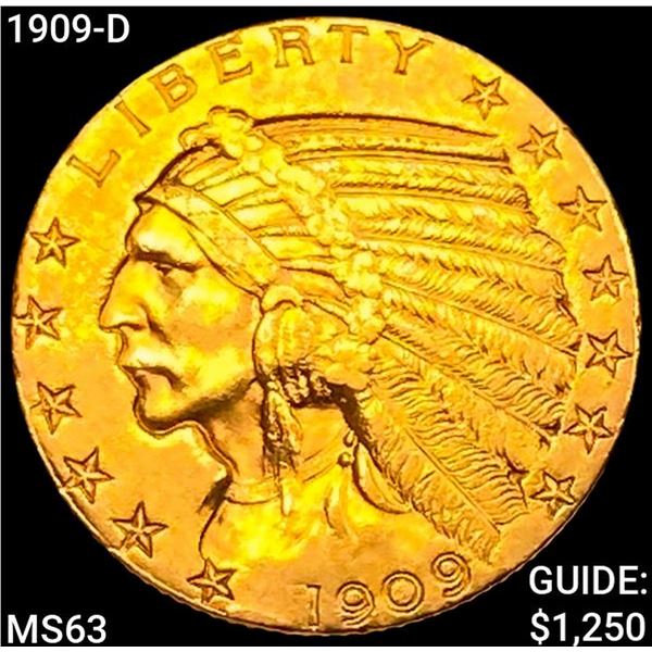 1909-D $5 Gold Half Eagle CHOICE BU