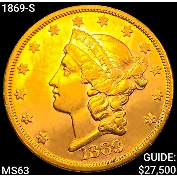 1869-S $20 Gold Double Eagle CHOICE BU