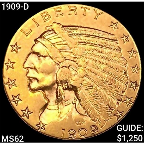 1909-D $5 Gold Half Eagle UNCIRCULATED