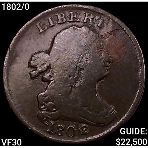 1802/0 Draped Bust Half Cent LIGHTLY CIRCULATED