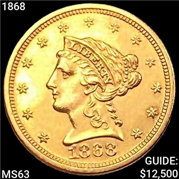 1868 $2.50 Gold Quarter Eagle CHOICE BU