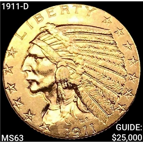 1911-D $5 Gold Half Eagle CHOICE BU