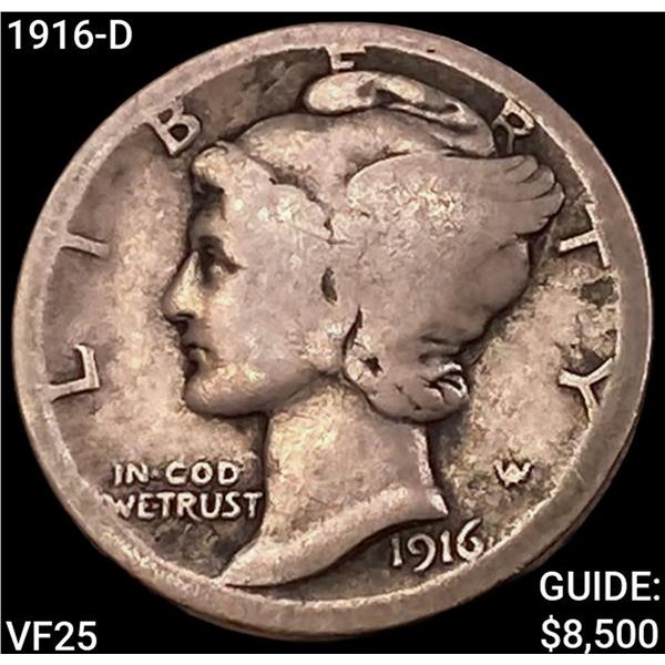 1916-D Mercury Dime LIGHTLY CIRCULATED