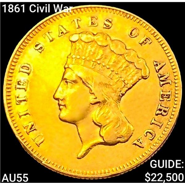 1861 Civil War $3 Gold Piece HIGH GRADE