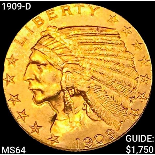 1909-D $5 Gold Half Eagle CHOICE BU
