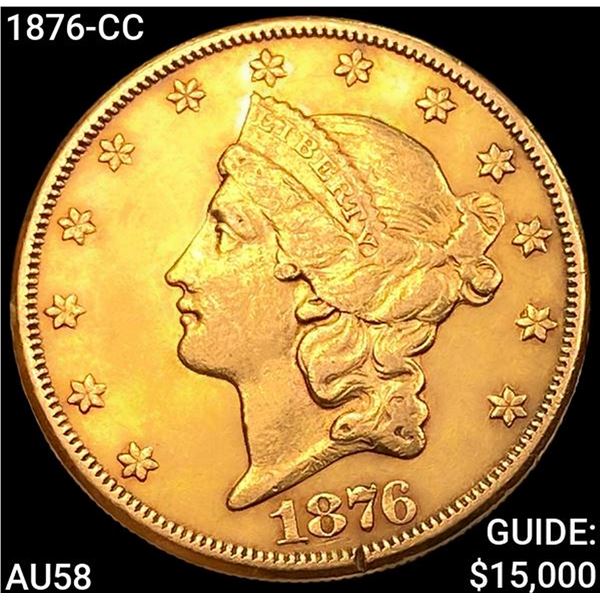 1876-CC $20 Gold Double Eagle CHOICE AU