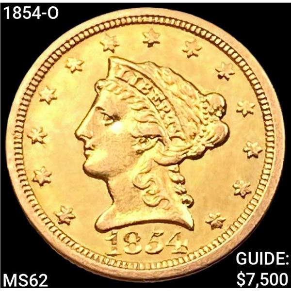 1854-O $2.50 Gold Quarter Eagle UNCIRCULATED