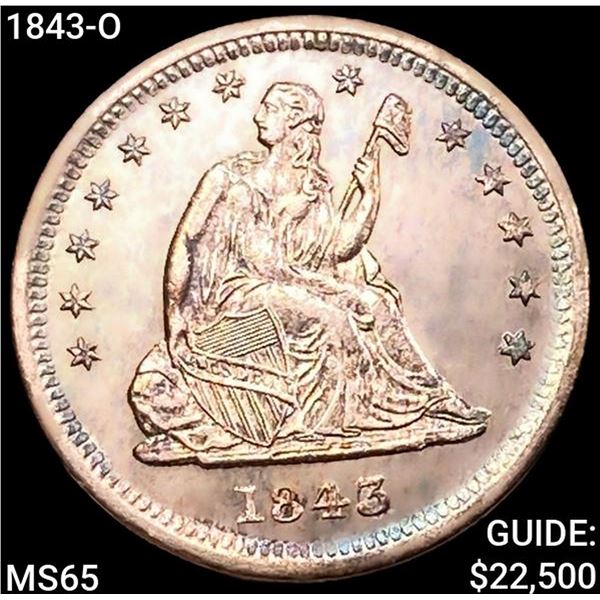 1843-O Seated Liberty Quarter GEM BU