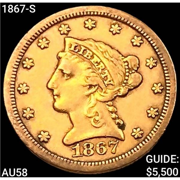 1867-S $2.50 Gold Quarter Eagle CHOICE AU