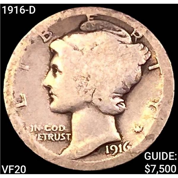 1916-D Mercury Dime LIGHTLY CIRCULATED