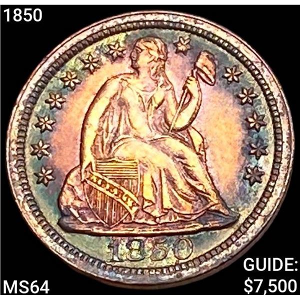 1850 Seated Liberty Dime CHOICE BU