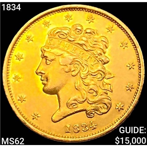 1834 $5 Gold Half Eagle UNCIRCULATED