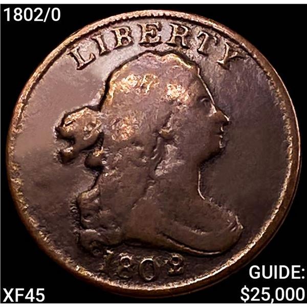 1802/0 Draped Bust Half Cent NEARLY UNCIRCULATED