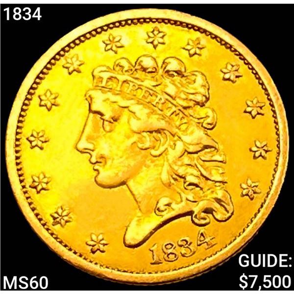 1834 $2.50 Gold Quarter Eagle UNCIRCULATED