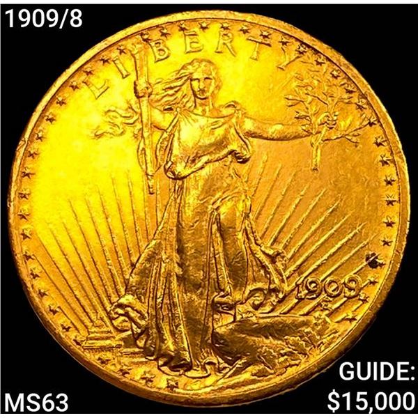 1909/8 $20 Gold Double Eagle CHOICE BU