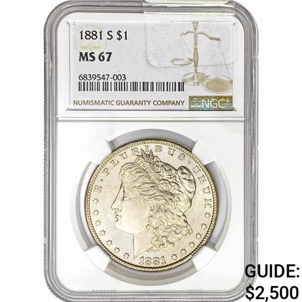 1881-S Morgan Silver Dollar NGC MS67