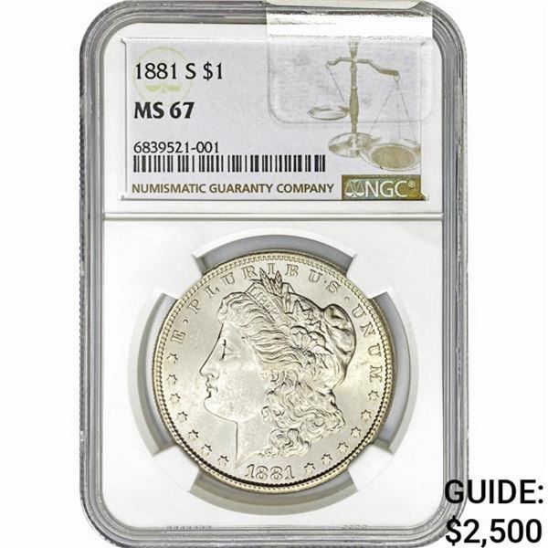 1881-S Morgan Silver Dollar NGC MS67