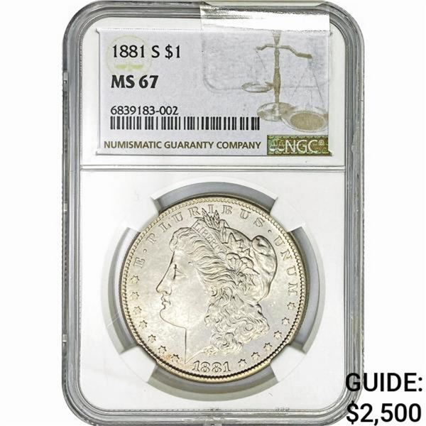 1881-S Morgan Silver Dollar NGC MS67