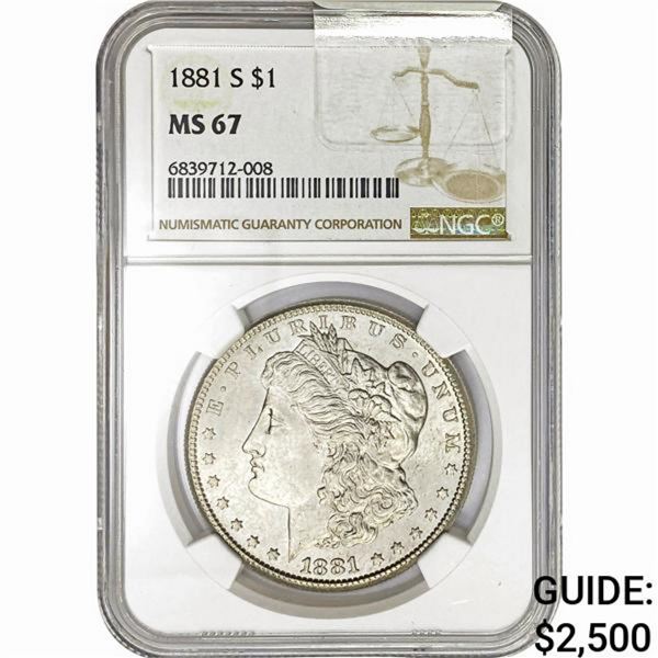 1881-S Morgan Silver Dollar NGC MS67