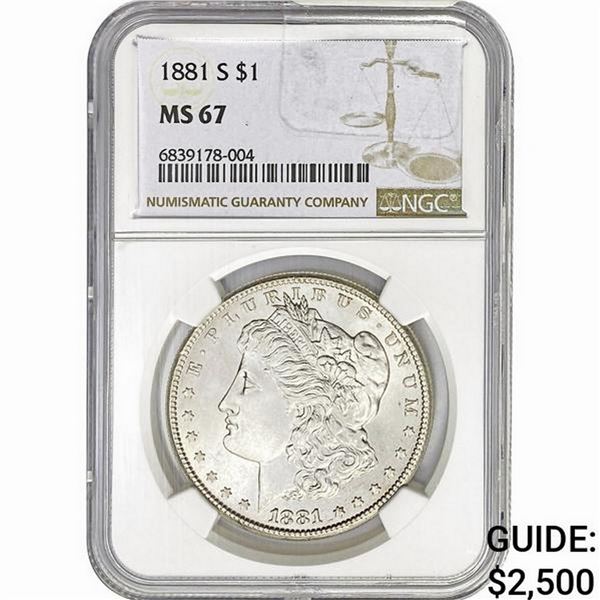 1881-S Morgan Silver Dollar NGC MS67