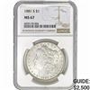 Image 1 : 1881-S Morgan Silver Dollar NGC MS67