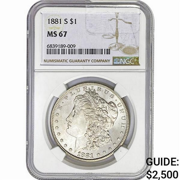 1881-S Morgan Silver Dollar NGC MS67
