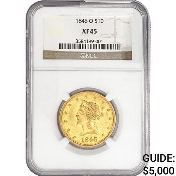 1846-O $10 Gold Eagle NGC XF45