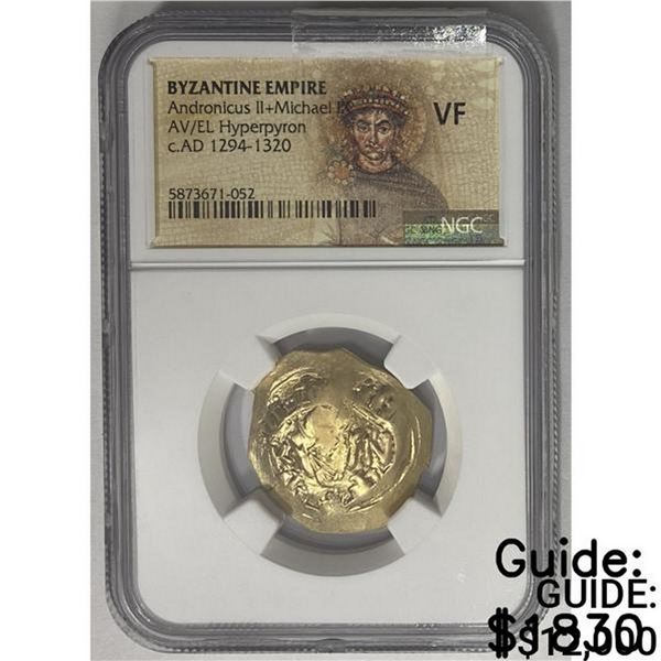 Byzantine Andr. II/Mich. IX Gold Hyperpryron NGC