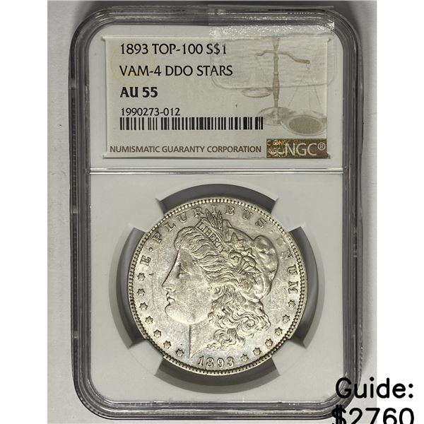 1893 Morgan Silver Dollar NGC AU55 VAM-DDO STARS