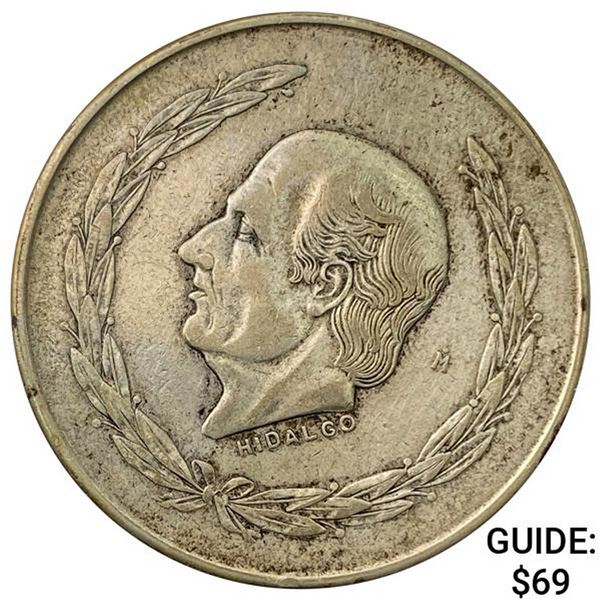 1952-M Mexico Silver 5 Peso Hildago NEARLY UNCIRCULATED