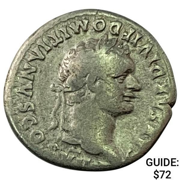 Roman Domitian 81-96 AD Silver Denarius NEARLY UNCIRCULATED
