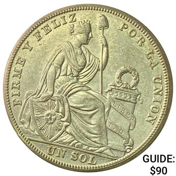 1926 Peru Silver Un Sol CLOSELY UNCIRCULATED