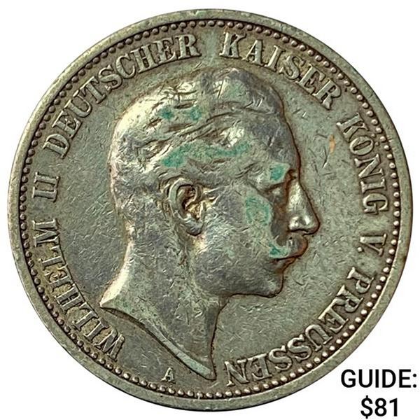 1906-A Prussia Silver 2 Mark UNCIRCULATED
